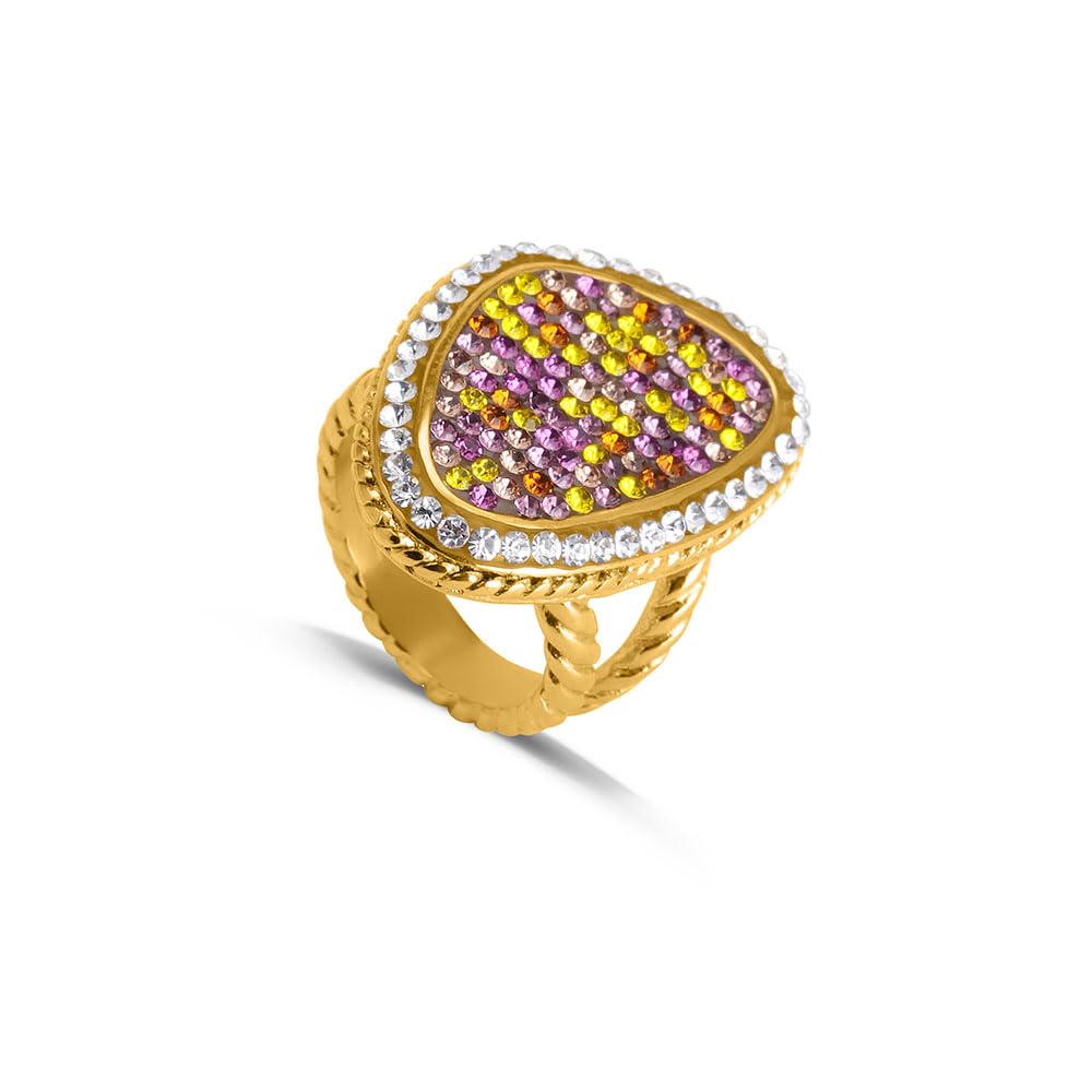 PALMONAS Sparkling Stardust Gold Ring for Womens - Waterproof & Anti-Tarnish (Size-8)