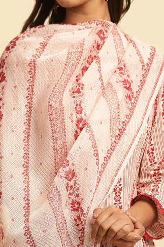 W for Women White Geometric Print Kota Dupatta_24FEW82193-123016_Free Size