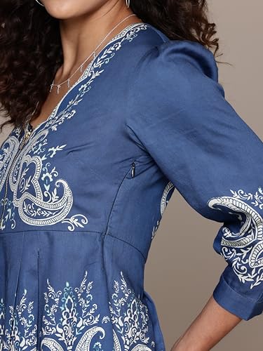 Label RITU KUMAR Blue Fallon Short Dress