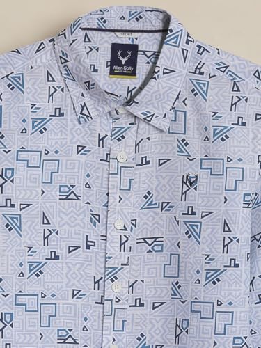 Boys Light Blue Print Casual Shirt