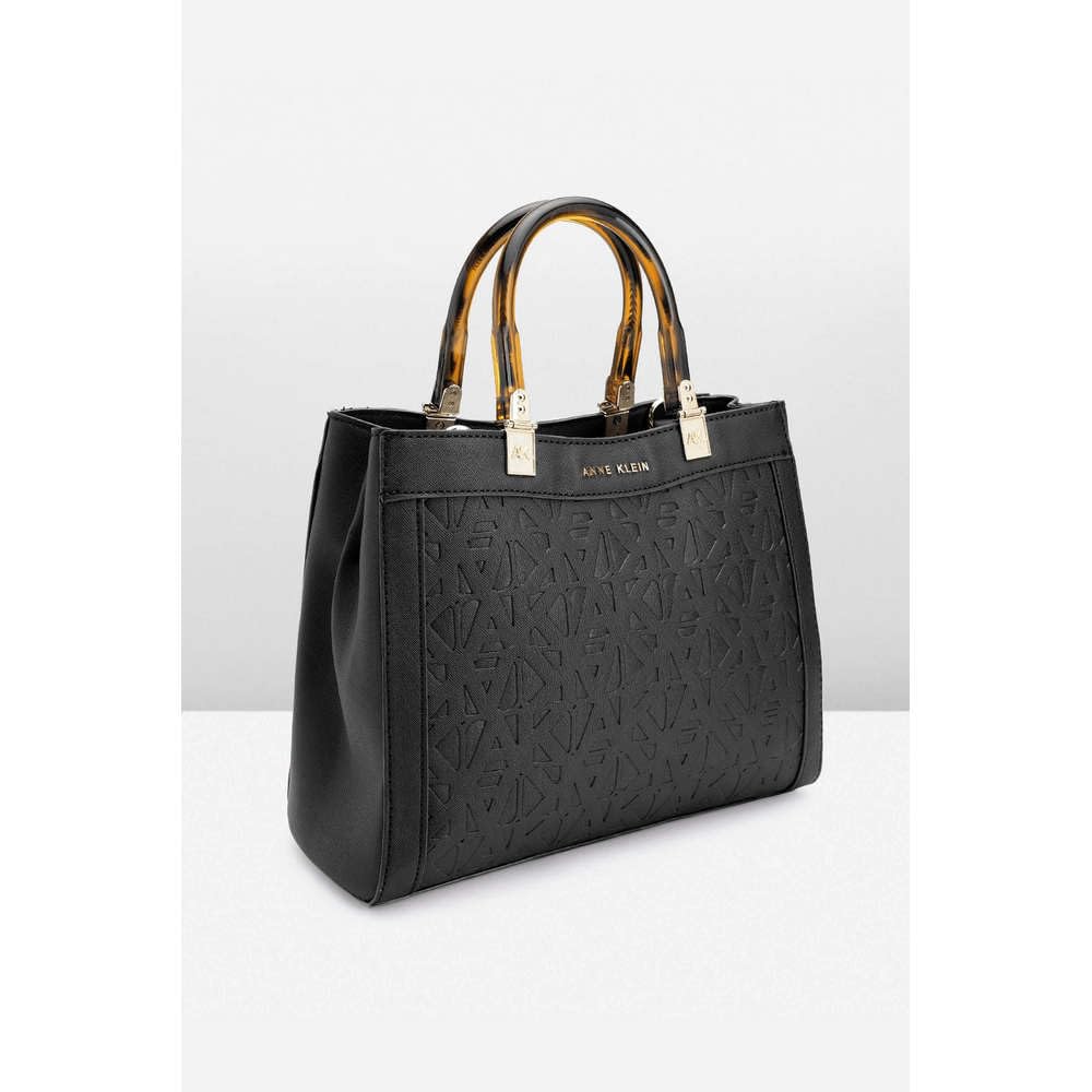 Anne Klein Faux Leather Zipper Closure Women's Satchel Bag (Brown, XL)