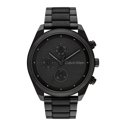 Calvin Klein Impact Qtz Multifunction Black Round Dial Men's Watch|Stainless Steel Material|Multi Color Band - 25200359