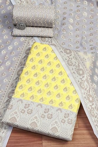 BIBA Women Mehandi Cotton Unstitched Suit Set_FREE SIZE