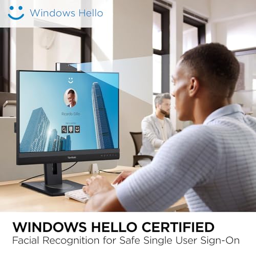 ViewSonic VG2457V 24” (60.96 Cm) FHD 100Hz Video Conferencing Docking Monitor with Windows Hello and Zoom Certified Pop-up Webcam and 5W Speakers