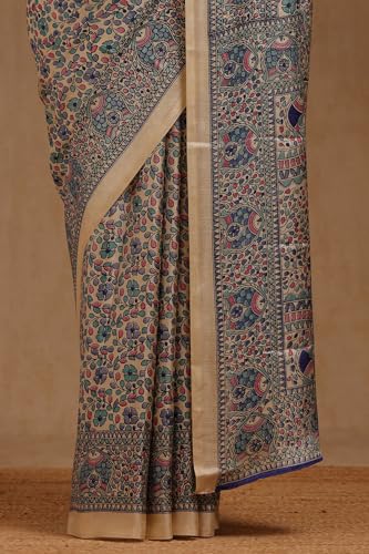 Soch Womens Blue Art Silk Floral Print Saree