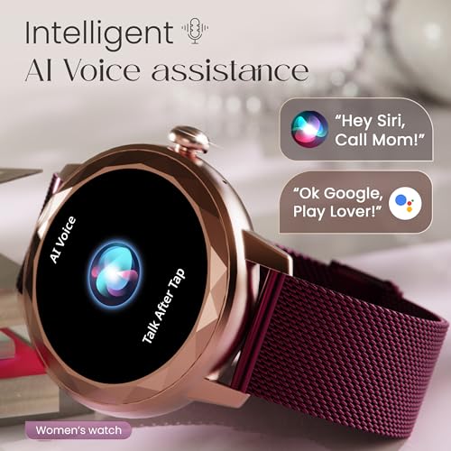GOBOULT Newly Launched Alora Smart Watch 1.19'' AMOLED Display, BT Calling, Rotating Bezel, 150+Watchfaces, 800 Nits Brightness, AI Voice Assistant, SpO2 Monitoring, 120+ Sports Mode (Red Wine)