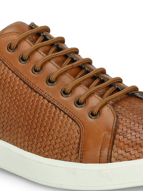 HITZ Men's Tan Leather Lace-Up Sneaker - UK 7