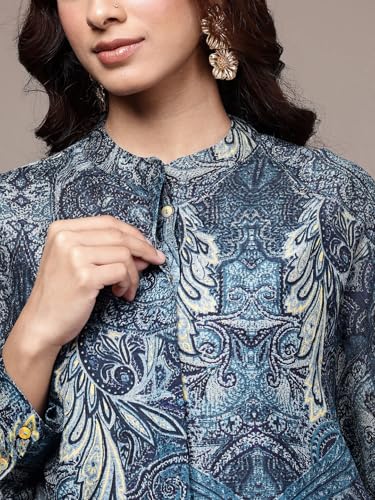 Ritu Kumar Blue Paisley Full Sleeve Top