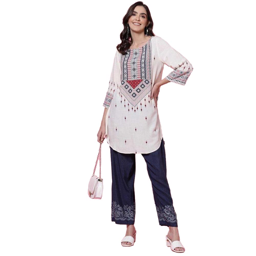 BIBA Women Printed Relaxed Mix and Match(Organic 18256_Navy_XL)