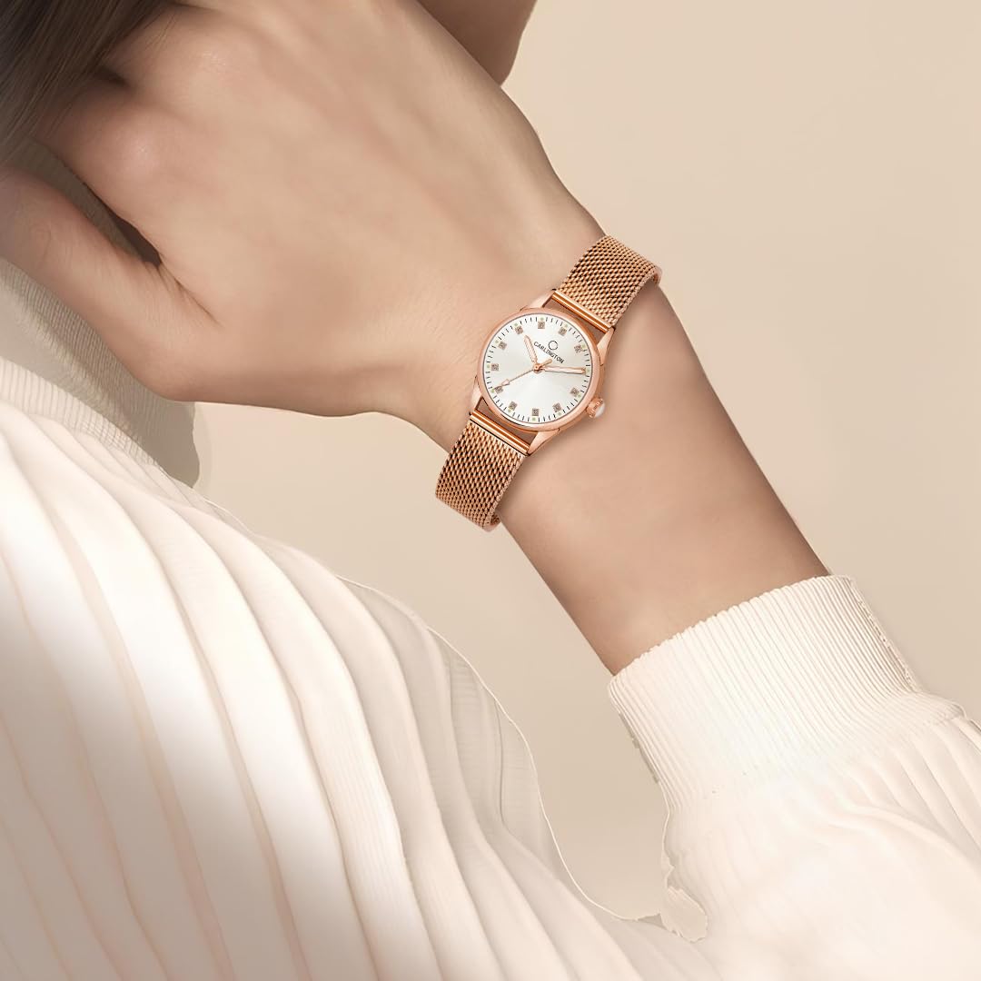 Carlington Metal Women Analog Dial Watch (Multicolour), Gold Band