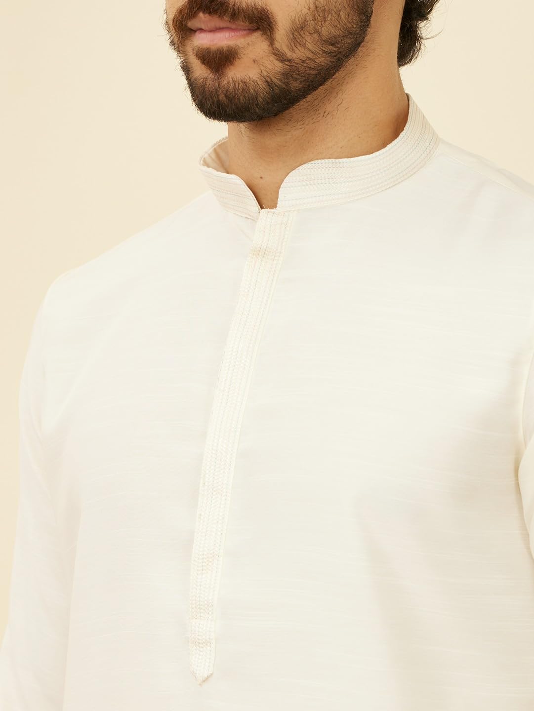 Manyavar Men's Satin Embroidered Kurta Jacket Pyjama Set (3pcs)