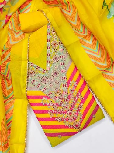 Leeli Peeri Designer Women's Chanderi Digital Print With Coding Work Unstitched Salwar Suit Dress Material