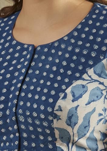 SALWAR STUDIO Blue Printed Cotton Bloues