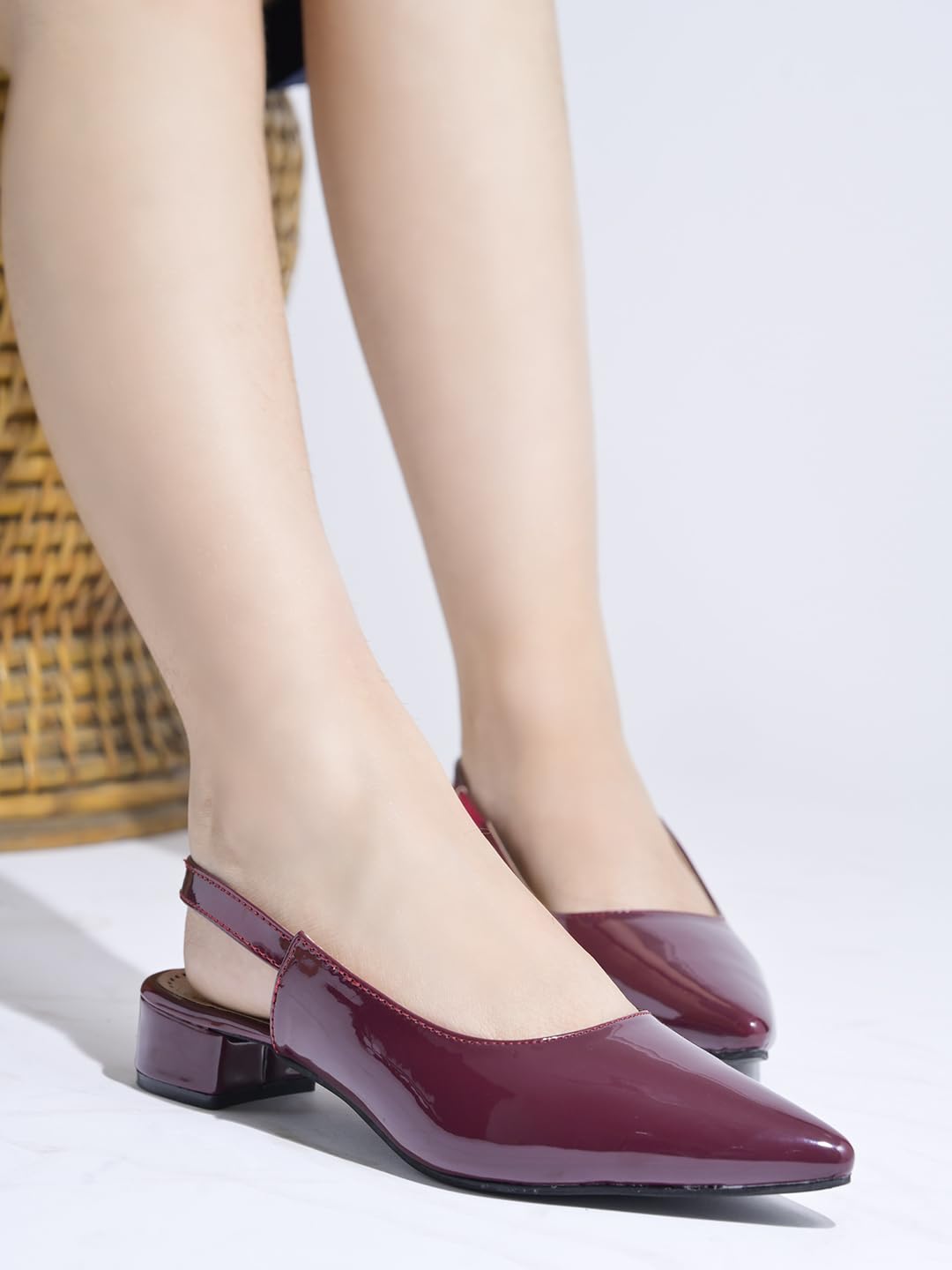 Shoetopia Solid Pointed Toe Cherry Pumps for Women & Girls /EU40