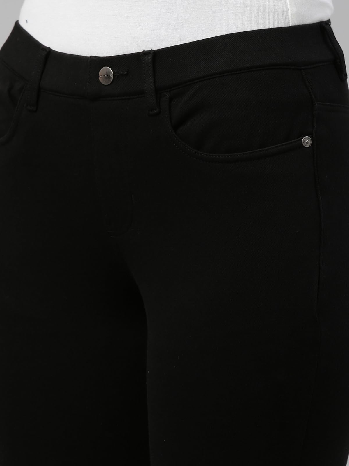 GO COLORS Women Black Mid Rise Cotton Super Stretch Premium Jegging - XL