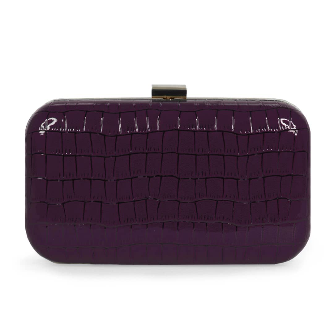 Modern Myth Fearless Purple Faux Croco Skin Party Clutch for Women