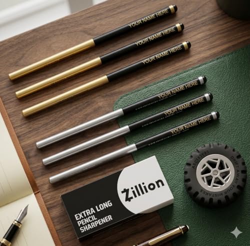 Premium Black & Silver Engraved HB Pencils | Customised School Pencil Set | Birthday Return Gift | Luxury Wooden Pencils | Kids Personalised Gift (20 Pcs)