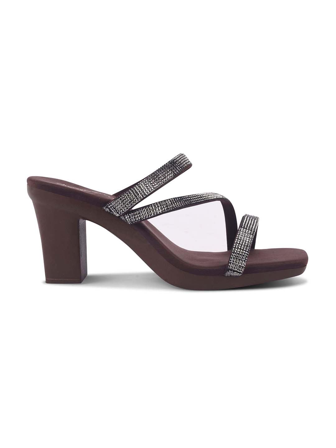 SVYA Comfortable Heel Sandals for Women and Girl. (Brown, UK Footwear Size System, Adult, Women, Numeric, Medium, 8)