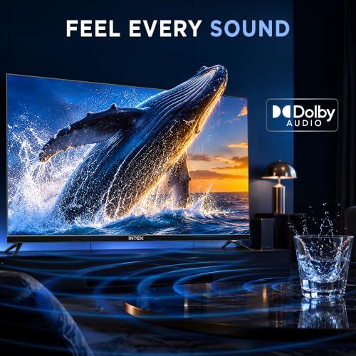 Intex 32 Inch Frameless HD Ready Smart Google TV | Android 14 | HDR10 | Dolby Audio | A+ Grade ADS Panel | 24W Speakers | Voice Control | Chromecast Built-in | Dual Band Wi-Fi | 280 Nits I LED-GV3207