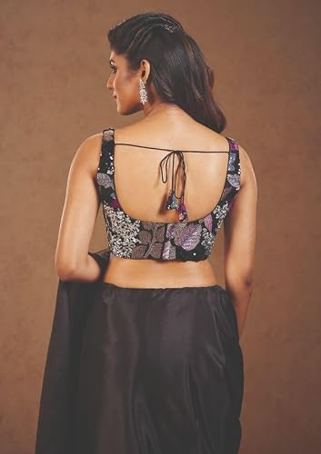 SALWAR STUDIO Black Embroidered Readymade Blouse- Pack of 1.
