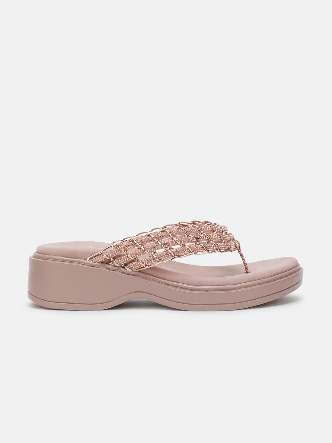 Marc Loire Women's Embellished Slip-On Platform Heel Fashion Sandal for All Occasion (Rose Gold, 8)