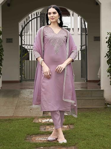 Womanista Women's Pink Color Silk Blend Codding With Sequinns Work Kurta set(Kurtaset_1373_XXL)
