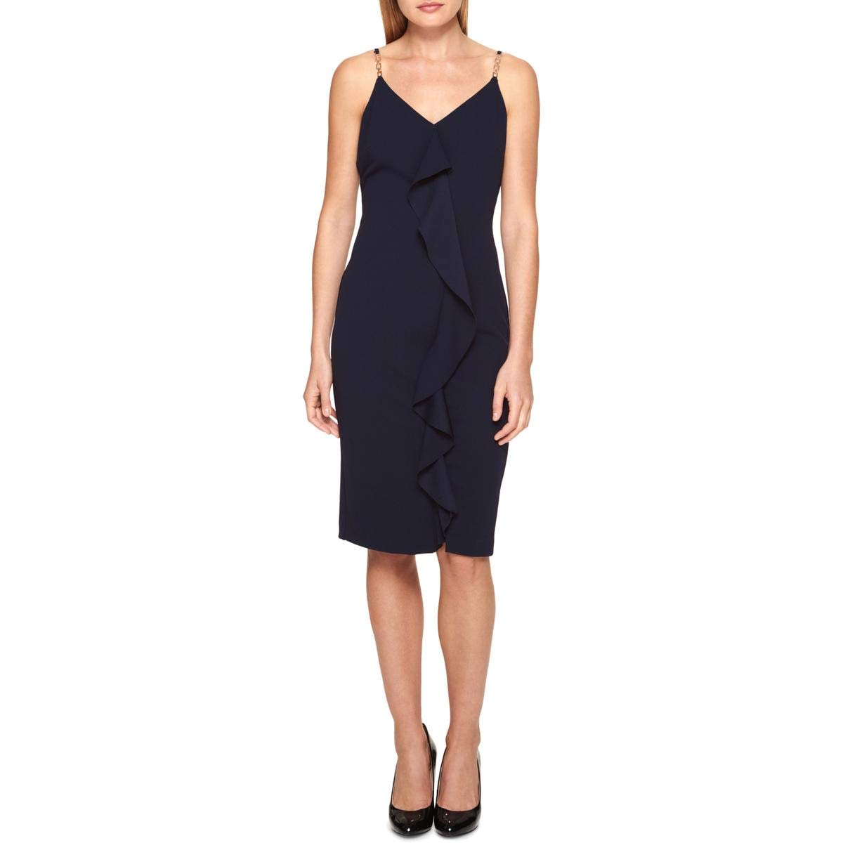 GUESS Women's Dress With Ruffle Detail, Navy, 2