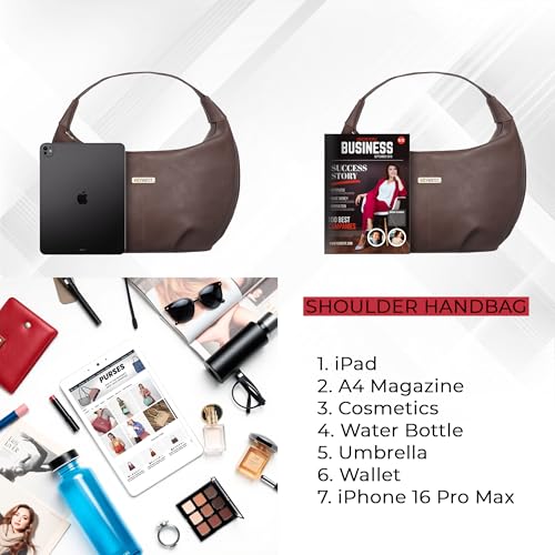 Keywest Women's Vegan Leather Oval Tote Handbag for Women | Hobo Bag for Work | Ladies Purse | Stylish Shoulder Bag | Gift For Women | Brown