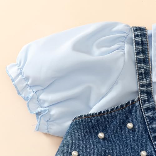 Hoscotch Girls Embellished Blue Short Sleeves Short Set For Ages (5-6 Years)