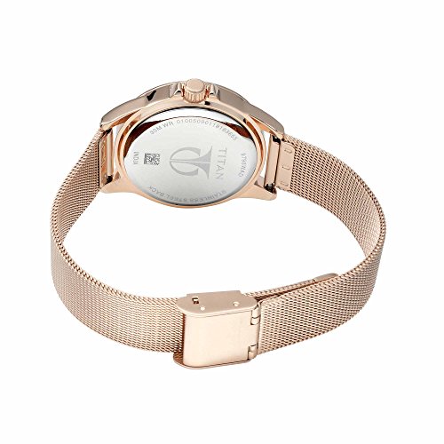 Titan Purple Plain 3 Hands Rose Gold Round Dial Rose Gold Plating A1Stainless Steel Strap Women's Watch - 9798WM04