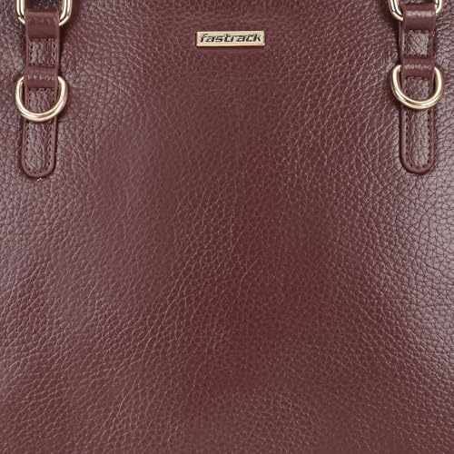 Fastrack CityStride Cherry Tote | Faux-Leather Women’s Handbag | Pebble-Textured Tote for 14-Inch Laptop with Dual Compartments