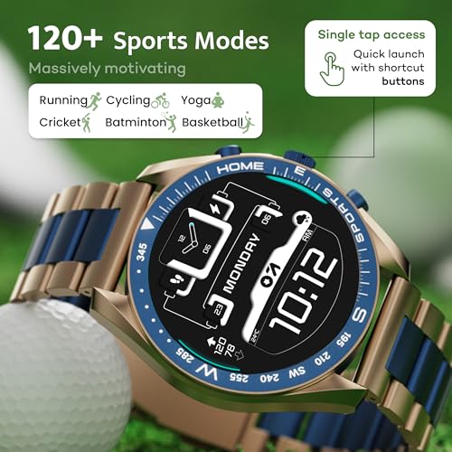 GOBOULT Mirage Smart Watch 1.39''HD Screen, Bluetooth Calling, IP67, Zinc Alloy Frame, 500 Nits Brightness, AI Voice Assistant, SpO2 Monitoring, 120+ Sports Mode (Amber Blue)