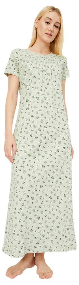 Max Women's Cotton Casual Nightgown (SU24KG10_Light Green_XL