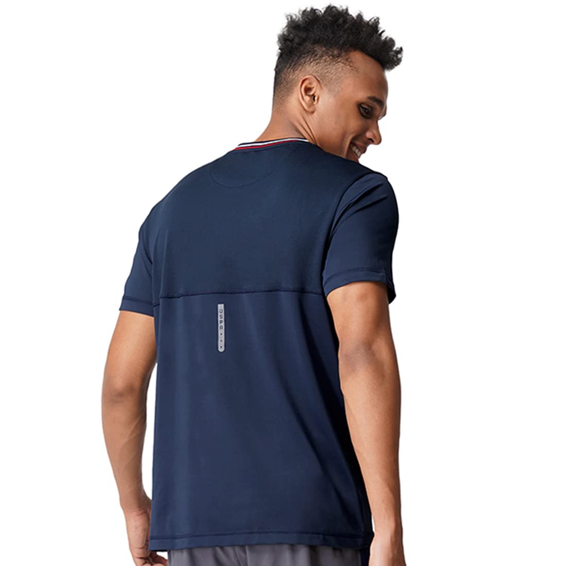 U.S. POLO ASSN. Men Reflective Logo Polyester Spandex I715 T-Shirt - Pack of 1 (Navy L)
