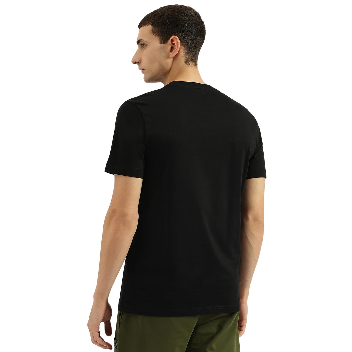 United Colors of Benetton Relaxed Fit Round Neck Solid T-Shirt (Size:XL)-01C3099S3300I100XL Black