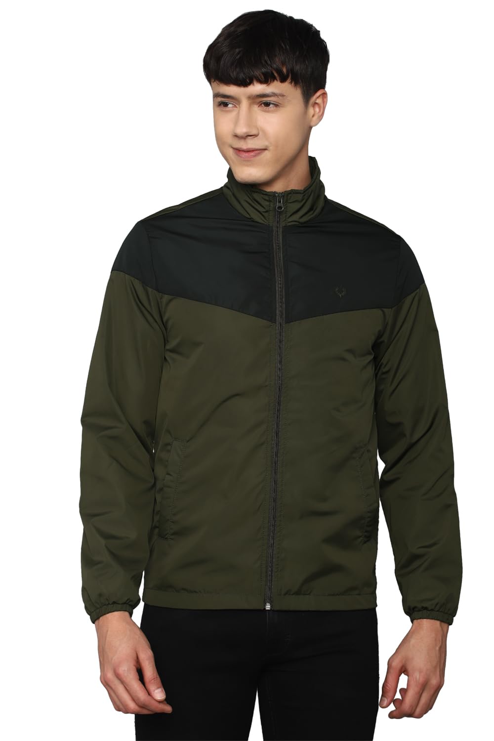 Allen Solly Men Green Patterned Full Sleeves Casual Jacket