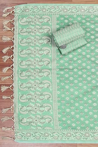 BIBA Women Green Cotton Unstitched Suit Set_FREE SIZE