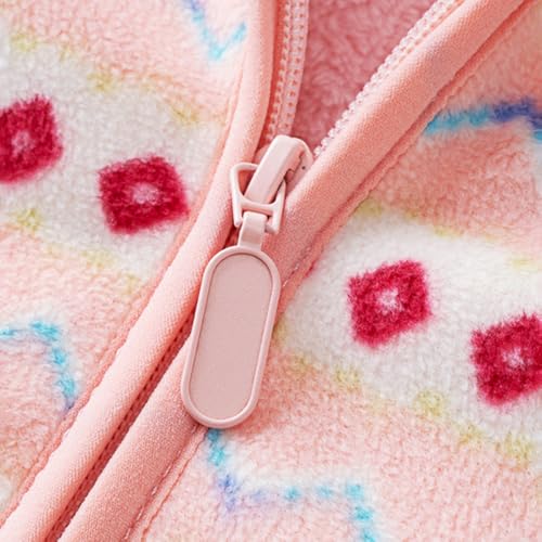 Hopscotch Girls Pink Full Sleeves Geometric Fleece Jacket For Age (4-5 Years)