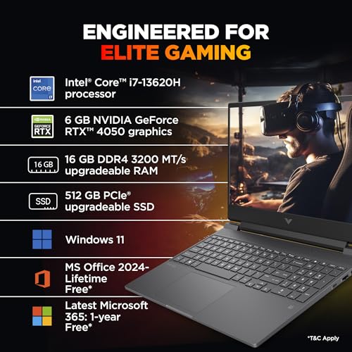 HP Smartchoice Victus, 13th Gen i7-13620H, 6GB RTX 4050, 16GB DDR4(Upgradeable) 512GB SSD, 144Hz, 300nits, 15.6''/39.6cm, Win11, Office24, Mica Silver, 2.3kg, fa2100tx, Xbox Gamepass* Gaming Laptop
