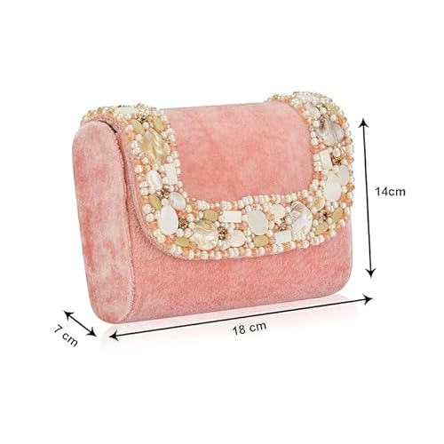aiZ Bridal Accessories Clutch Purses for Women Handmade Wedding Evening Handbags Elegant Party Bridal Clutch for all occasions (Pink)