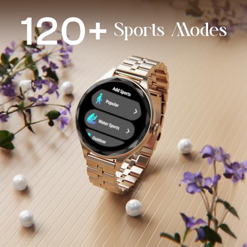 Fire-Boltt Phoenix Aura Women Smart Watch with 1.26” Diamond-Cut HD Display, Rotating Crown, Wireless Charging, Bluetooth Calling, Voice Assistant, 120+ Sports Modes - Silk Champagne