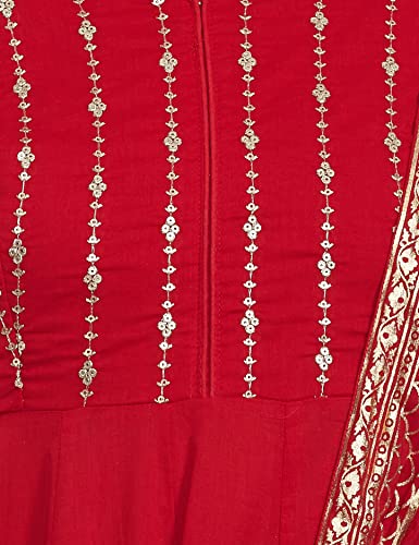 BIBA Women Embroidery Fitted Cotton Blend Salwar Kurta Dupatta(Skd7459E_Red_38)