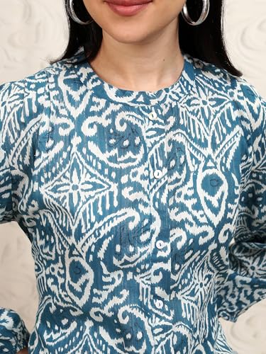 Vishudh Women 3/4 Sleeve Round Neck Dress Set VPDS000085 Blue M