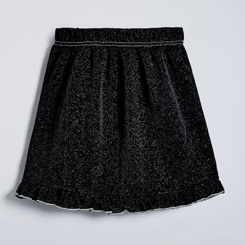 Hopscotch Girls Sleeveless Black 2-Pc Ruffled Textured Blouse & Skirt (5-6 Years)
