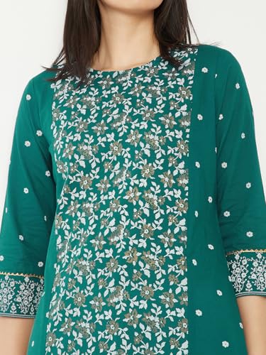 Max Women Floral Printed Straight Kurta(Green_XXL)