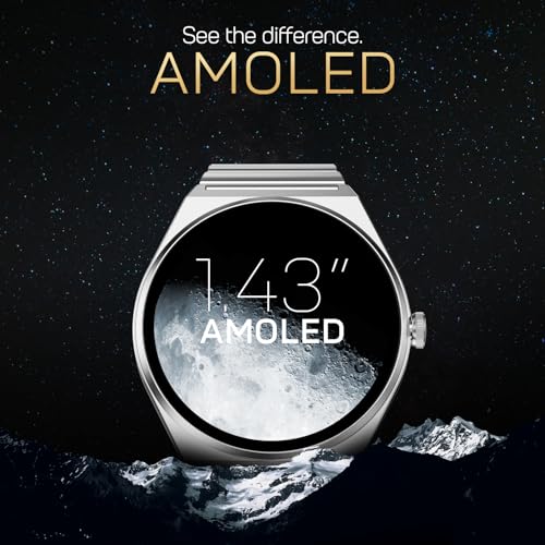 Fire-Boltt Phoenix Nova Smartwatch 1.43” Slim Super AMOLED Display, 466x466 Pixel Always-On Display, Bluetooth Calling, Health Tracker for Men & Women Titan Silver