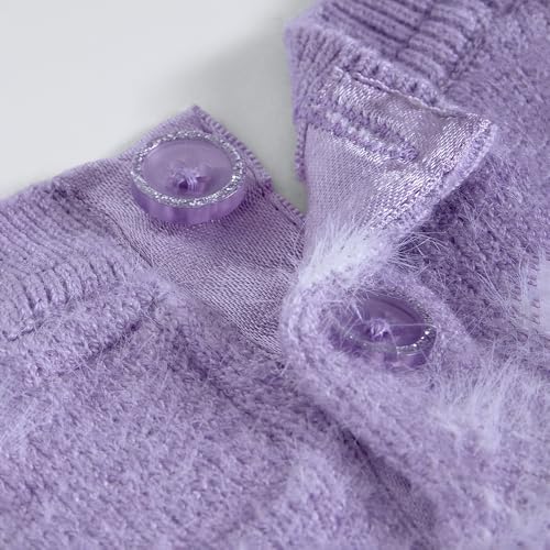 Hopscotch Girls Purple Full Sleeves Textured Fabric Snowflake Sweater for Age (6-7 Years)