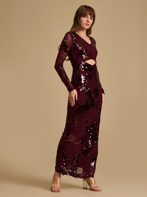 Kazo Lenora Maxi Dress for Women Maroon