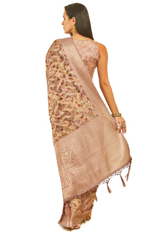 Soch Womens Lavender Chanderi Ethnic Print Jacquard Weave Saree