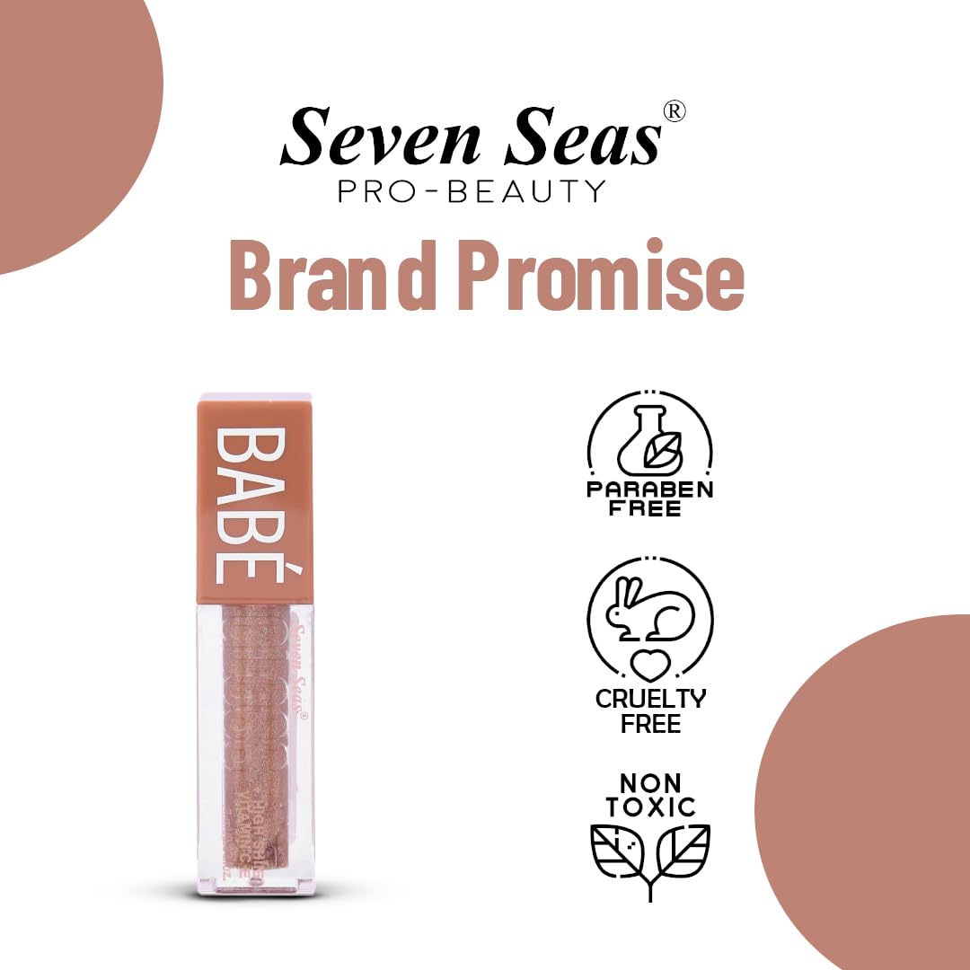 Seven Seas Babe Glittery Lip Gloss With High Shine Lip Color For Glossy Look |Lightweight Non Sticky Lip shiner For Moisturizing Lips (Penny)